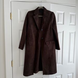 Zara Chocolate Brown Suede Coat